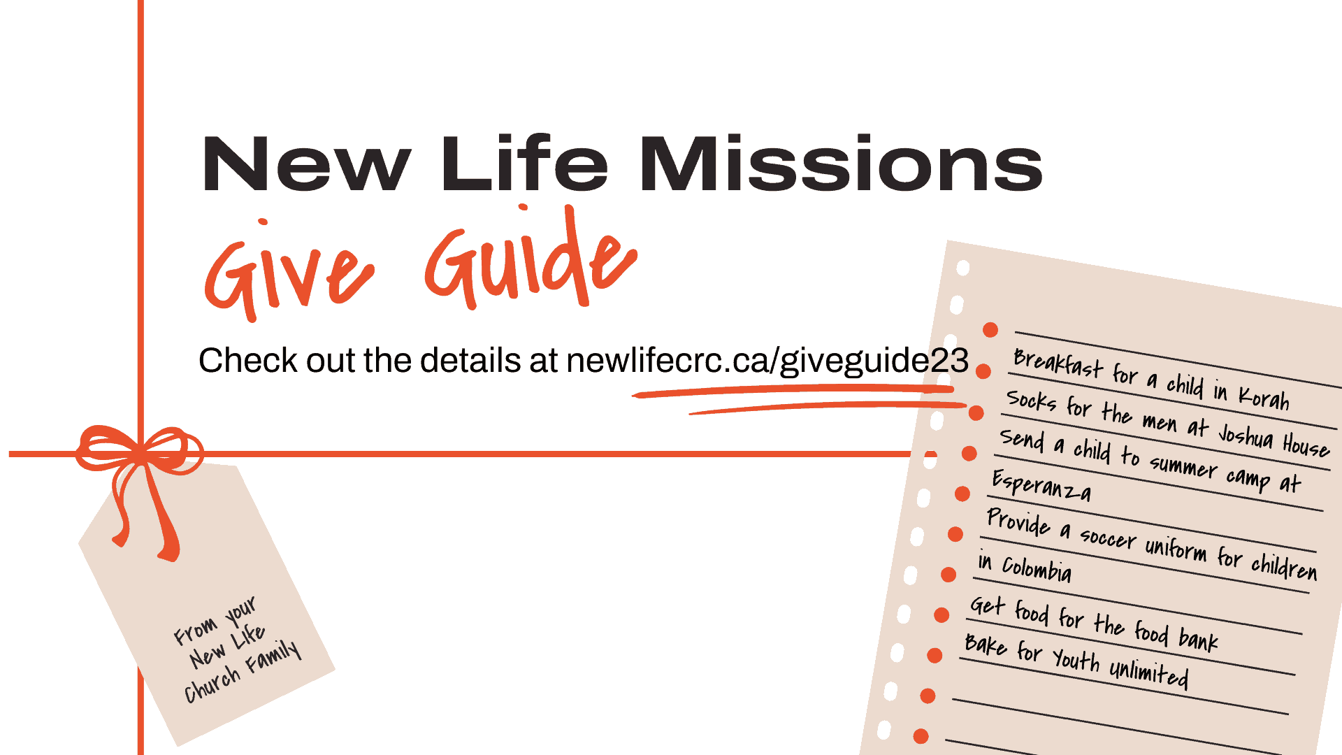 New Life Missions Give Guide - New Life Church